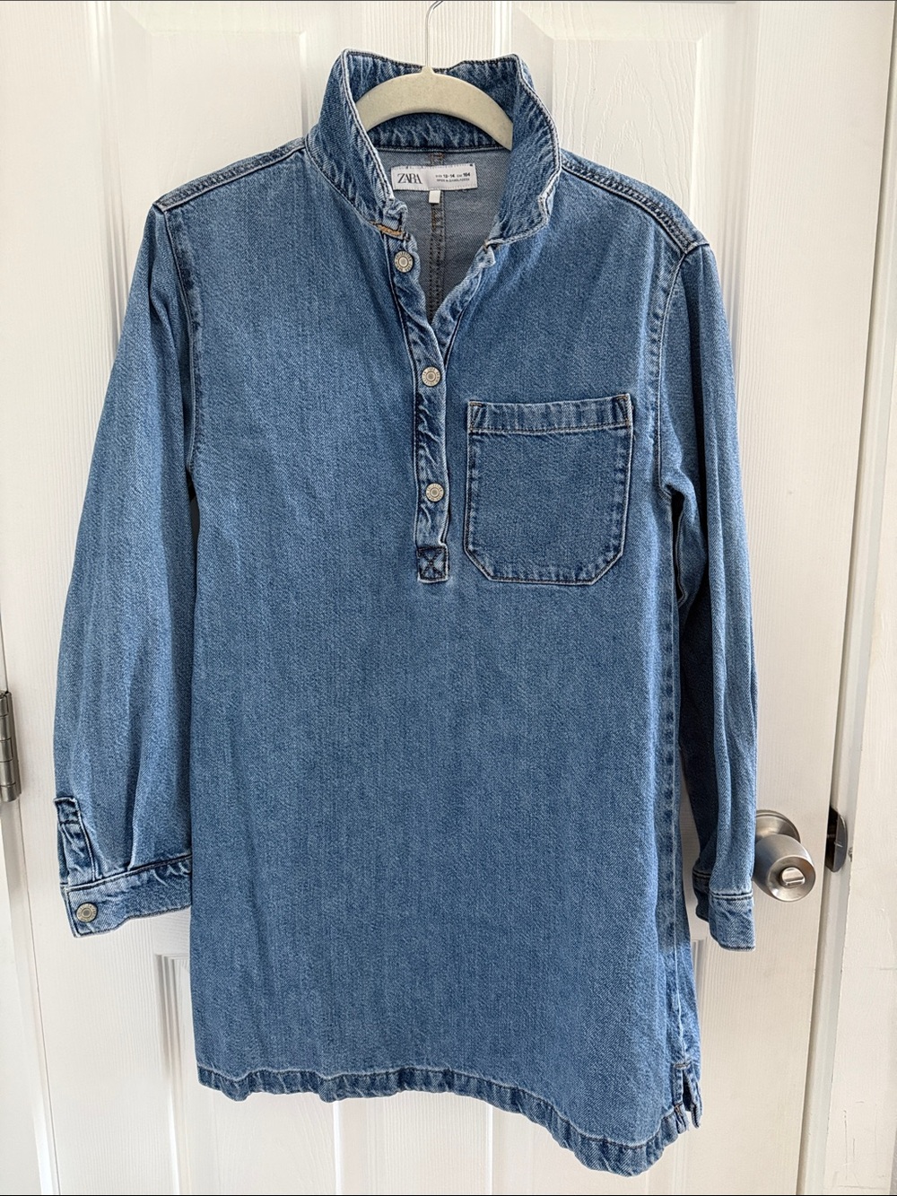 ZARA Blue Denim Pullover Tunic Dress